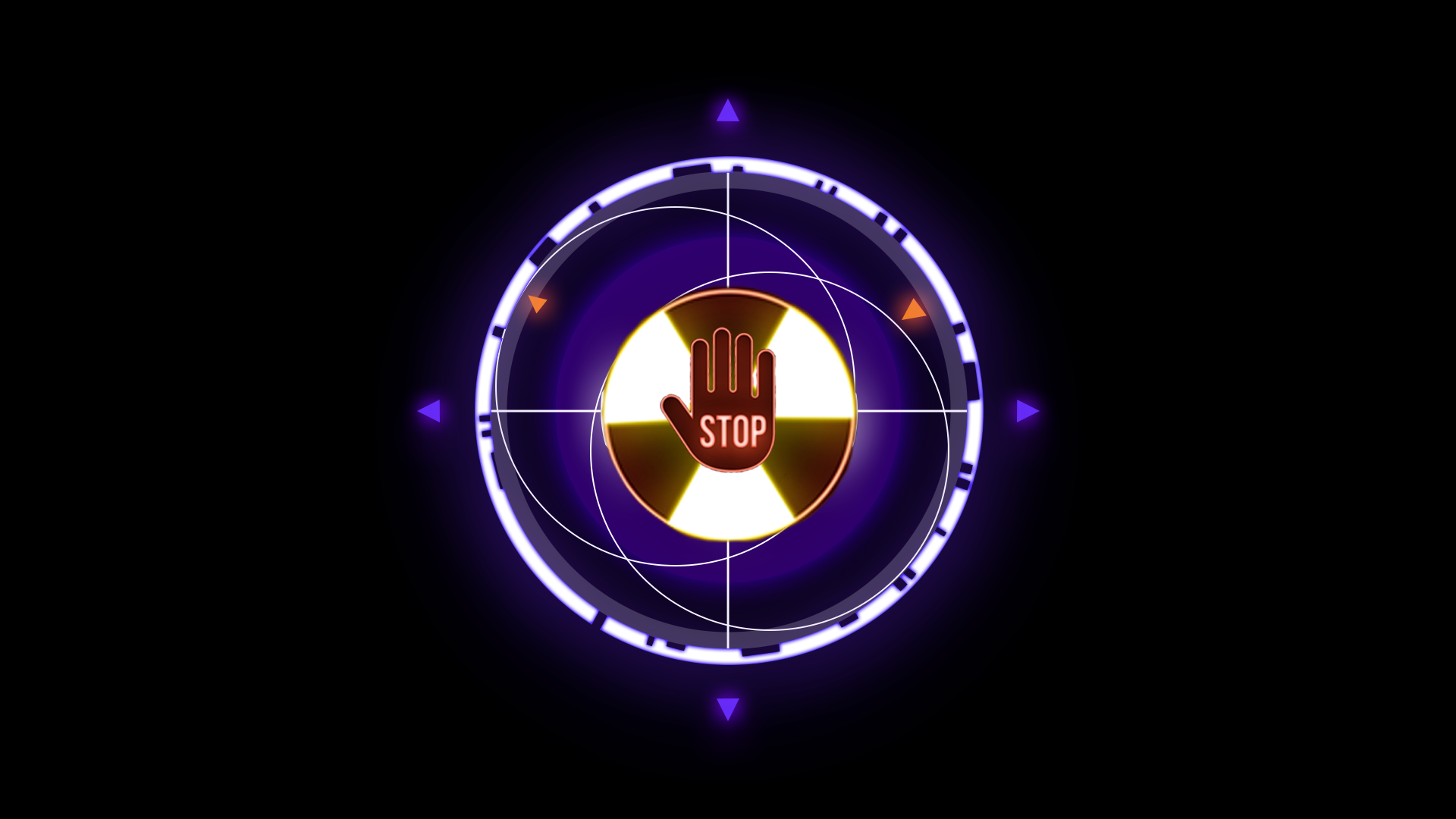 Illustrasjonsfoto: Fremtidens symboler. En hånd som signaliserer "stopp" over et atom-avfall-merke. Kompass i bakgrunnen.
